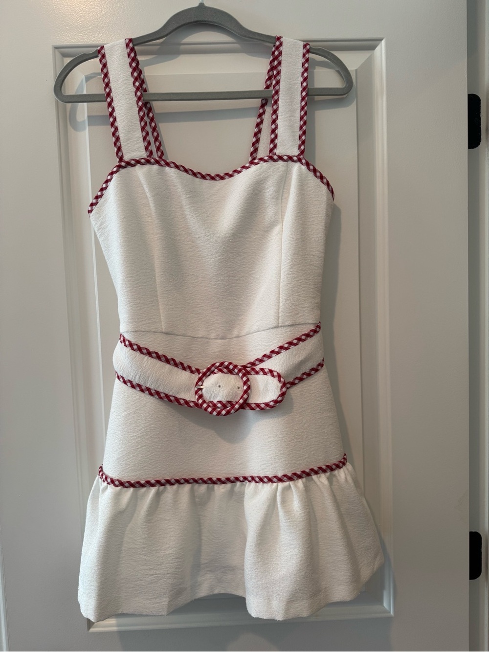 Amanda Uprichard White Dress with Red Braid Trim - Rush, special occasion!